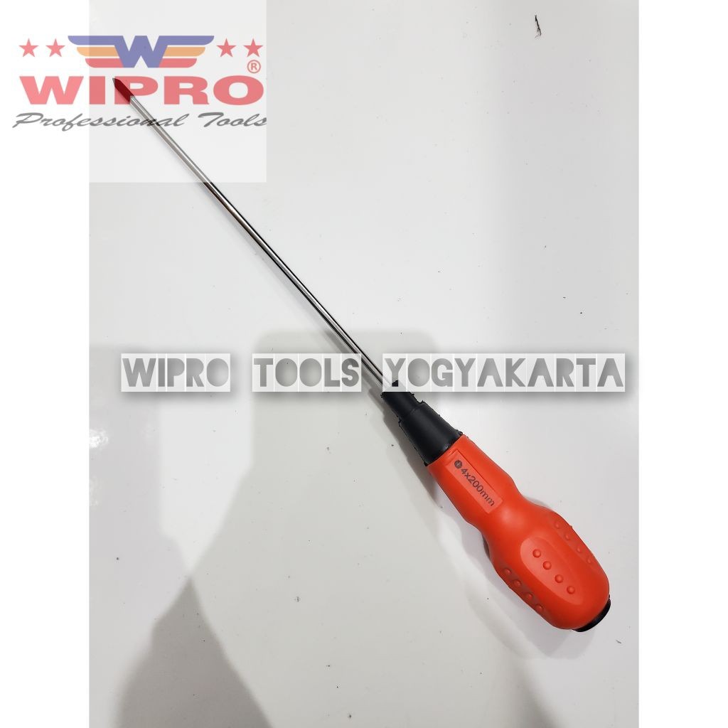 Wipro Obeng Soft Handle Karet Plus Minus 4 × 200MM ST4-200 / Obeng Handle Karet Wipro