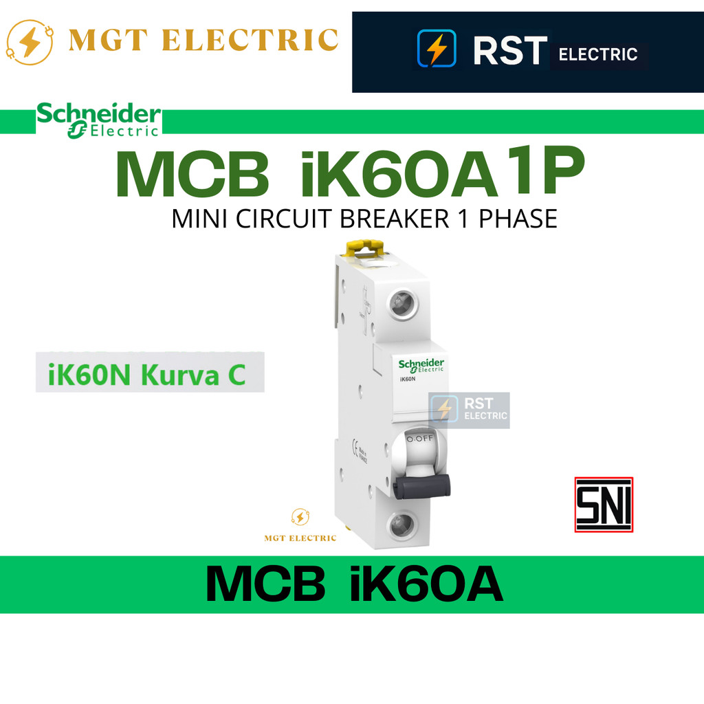 SCHNEIDER MCB 1PAS iK60N  / MCB 1P IK60N SAKLAR HITAM / MCB 1 PHASE