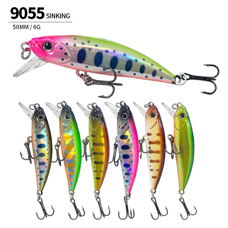 seesii Umpan Minnow 50MM/6G Umpan Buatan Bionik Tenggelam Air Tawar Minnow Hard Lure 9055