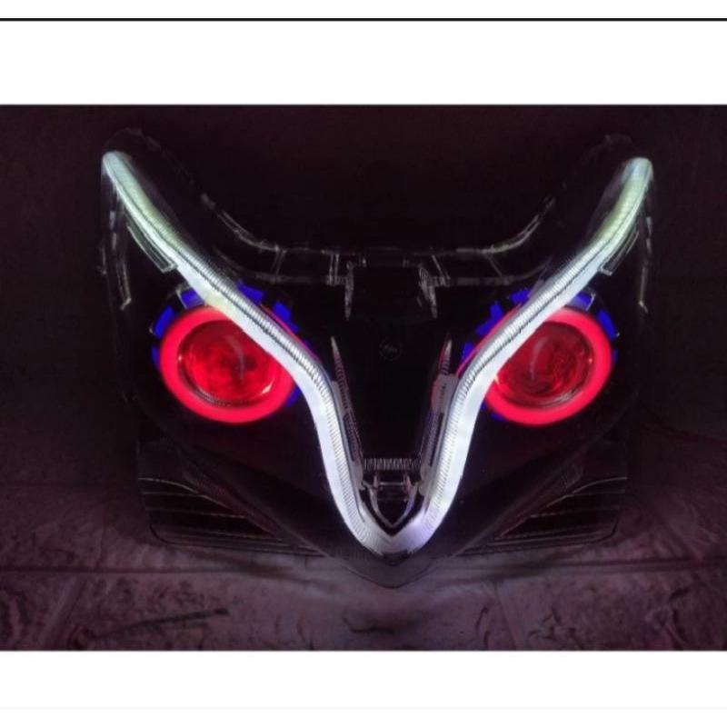 Reflektor Lampu Depan Vario 125 Old Plus Proji Running Super Terang Set Lampu Alis asqi