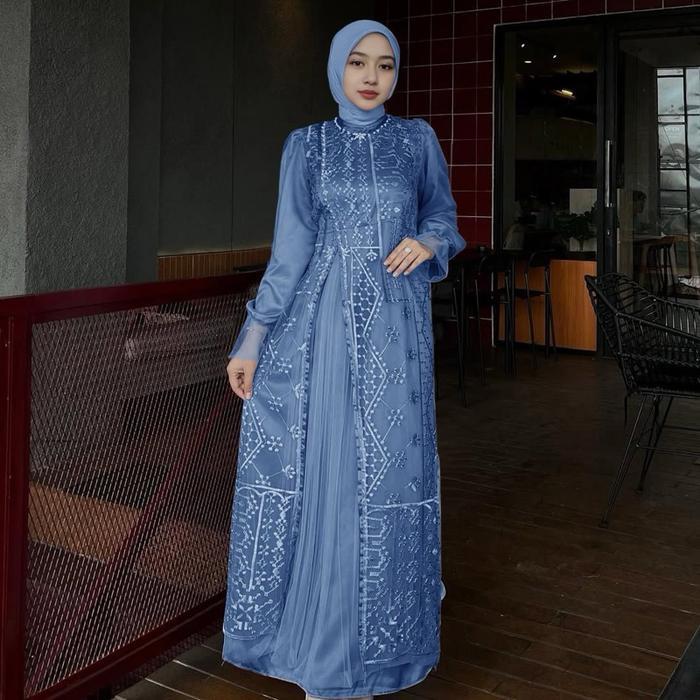Maxi Rose Gamis Kondangan Gamis Lebaran Gamis Undangan Gamis Pesta - Denim, M