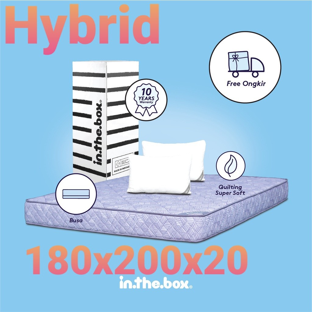 Kasur INTHEBOX HYBRID 180X200X20 Kasur Busa dan Memory Foam Gratis 2 Bantal
