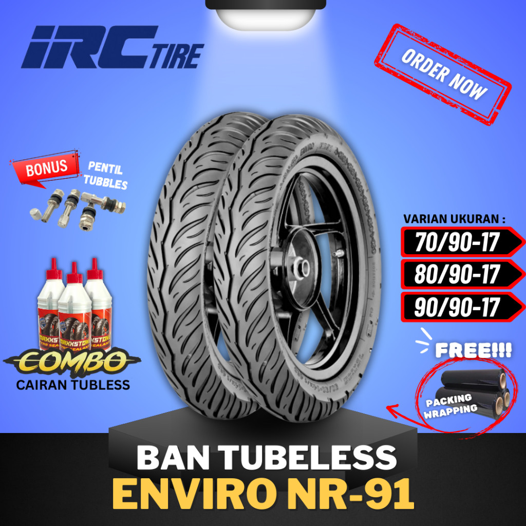 [READY COD] BAN IRC ENVIRO NR91 TUBELESS RING 17 ( 70/90-17 / 80/90-17 / 90/90-17 )  / BAN IRC TUBEL
