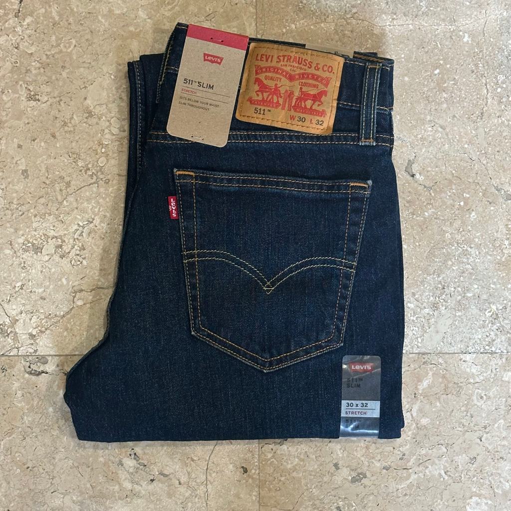 Celana Jeans Pria Levis 511 Slim Fit Stretch Biru Garment 511-6318
