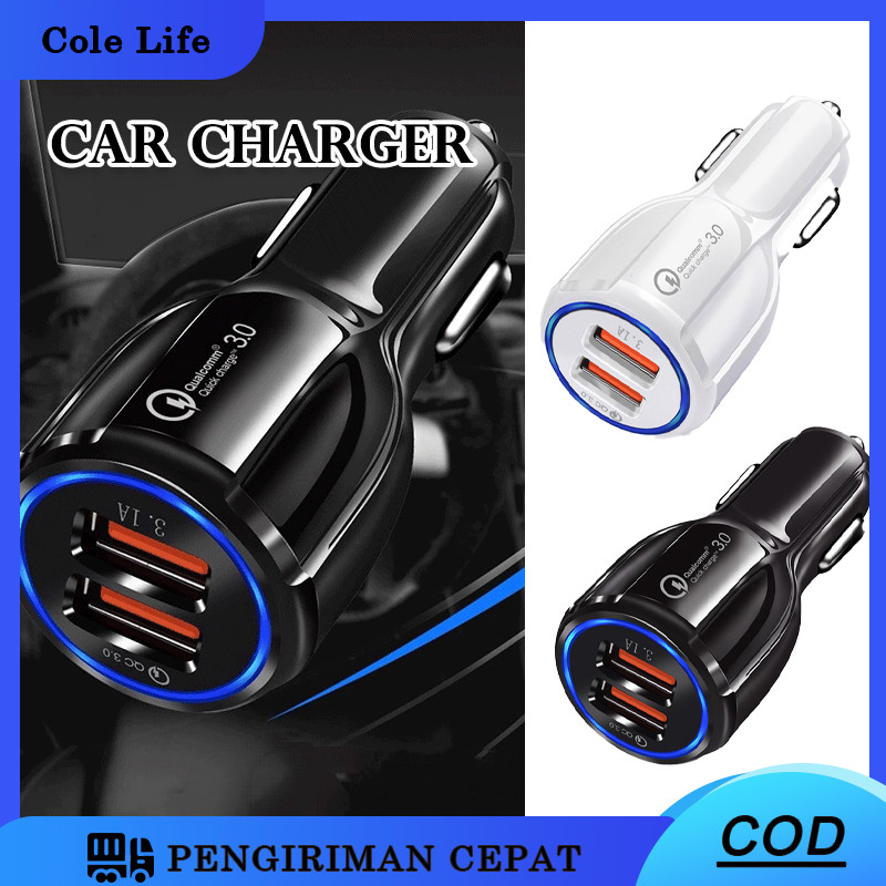Car Charger 18W Colokan Mobil 2 Ports USB QC 3.0 Fast Charging