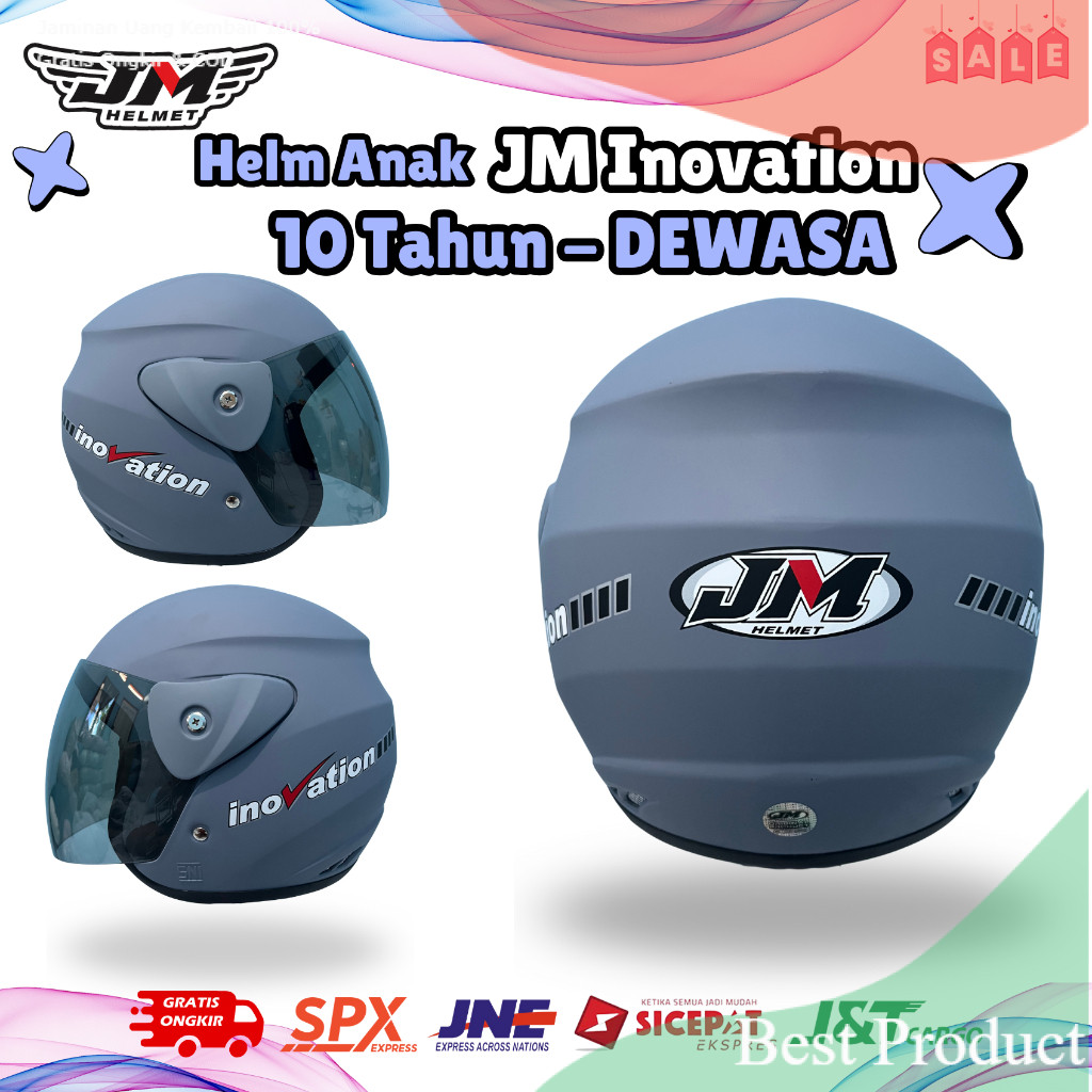 Helm JM SNI Original Nyaman Aman Laki Laki Perempuan | Helm SNI JM Half Face Lucu Aman Remaja Dewasa