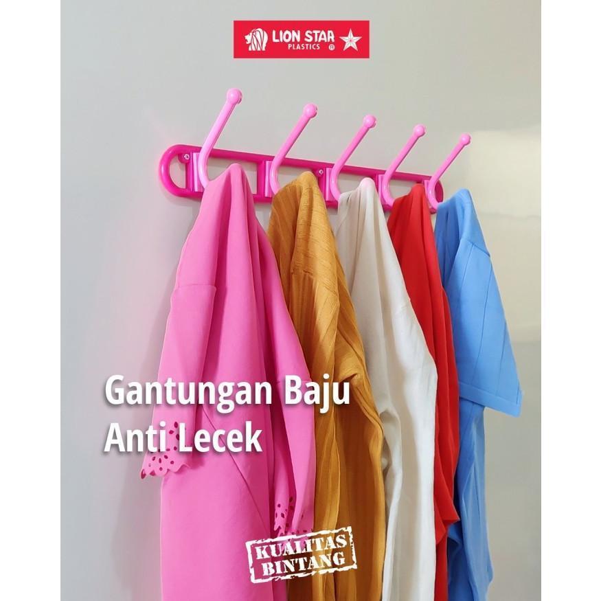 LUXTON Lion Star GB-1 Hanger Gantungan Baju Pakaian Pintu Tembok dengan Paku Kamar Mandi Jemuran Han