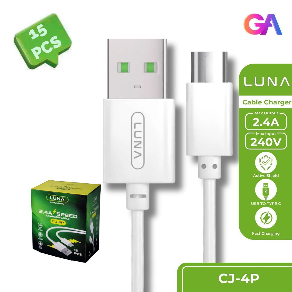 LUNA CJ-4P Kabel Data Micro & Type-C Fast Charging 2.4A | 1 Box Isi 15 Pcs | Kabel Charger HP Aman &