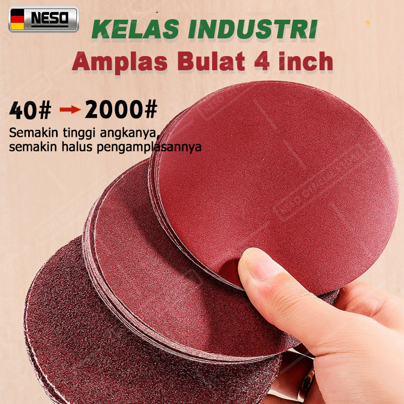 NESO Amplas bulat 4 Inch [COD] Grit Grid 40 60 80 120 150 180 240 320 400 600 800 1000 2000