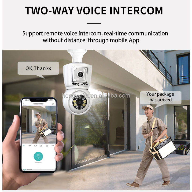 Camera Cctv Wifi Bohlam Dual Lensa Night Vision Audio 2 Arah Pantau Dari Hp Mudah Dipasang Thunderin