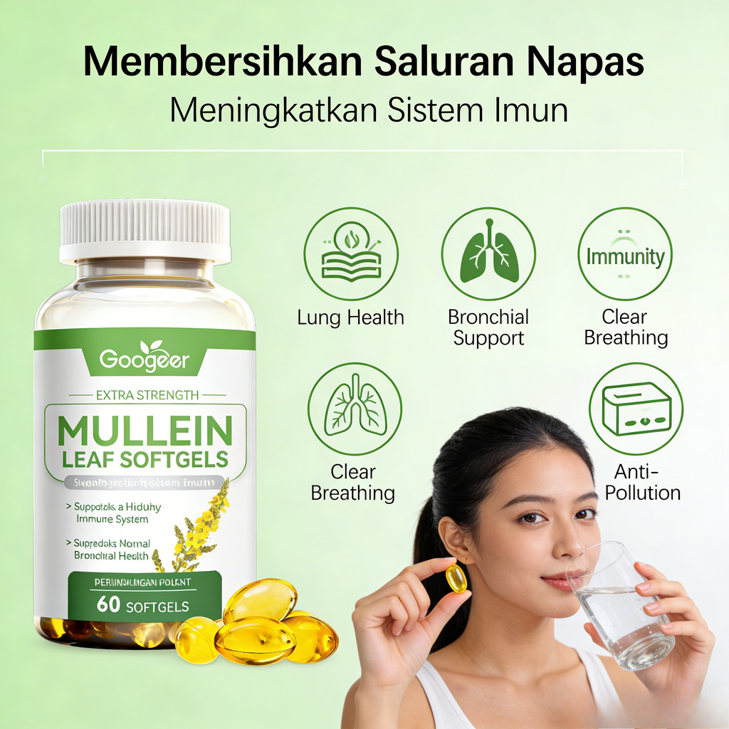 Googeer Extra Strength Mullein Leaf Softgels - Mullein, Eucalyptus & Peppermint Extract for Healthy 