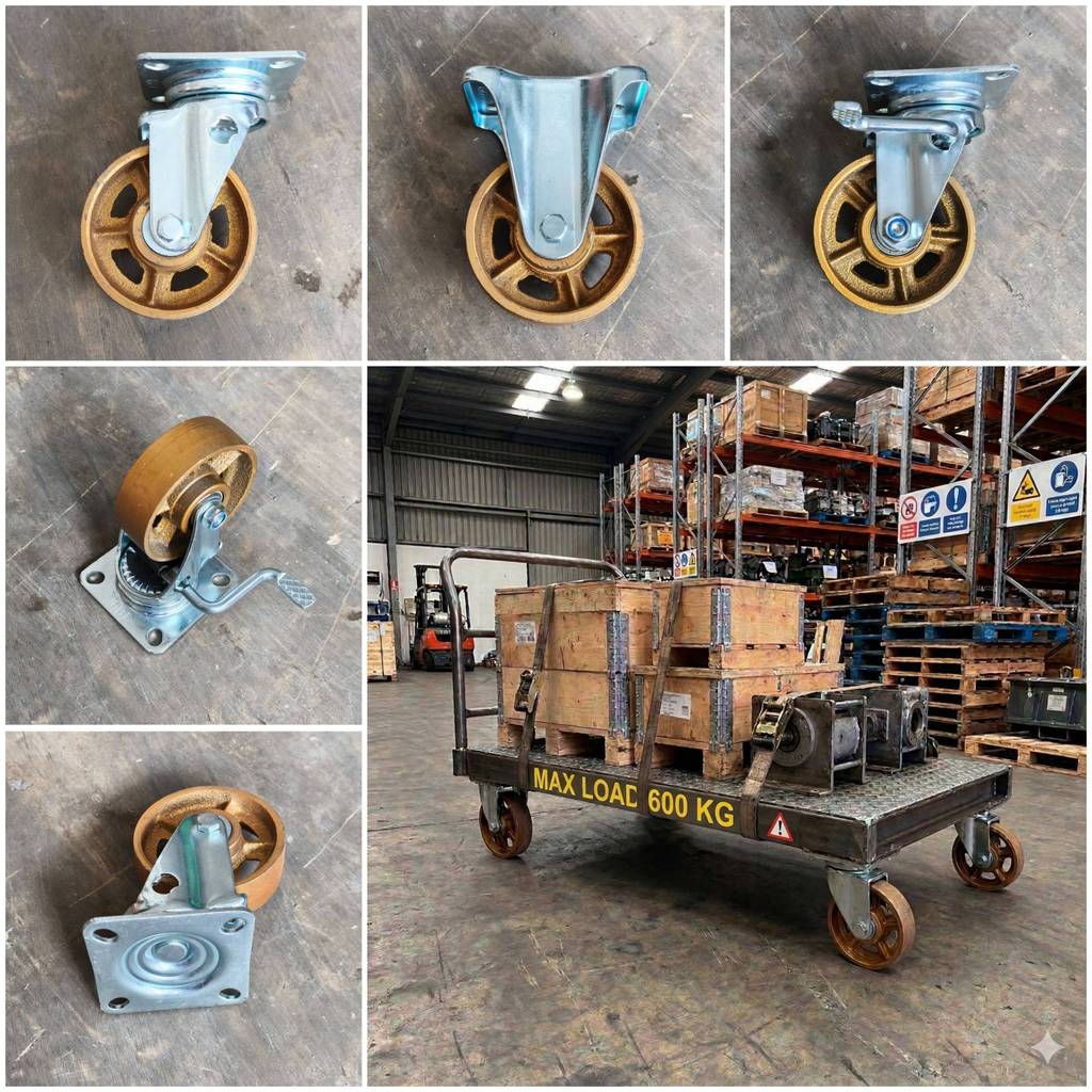 4 Inch Roda Troli Besi Heavy Duty (Hidup / Mati / Rem)