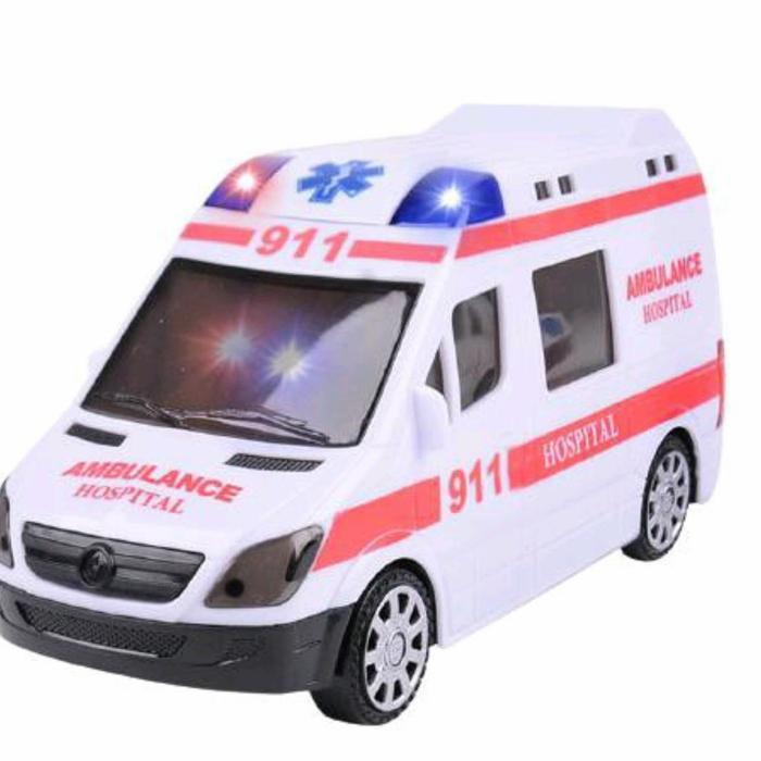 MAINAN MOBIL AMBULANCE BESAR / MAINAN AMBULANCE BATERAI ANAK SIRINE