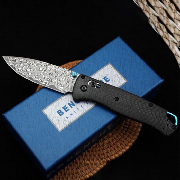 Benchmade 535 Bugout Damascus Blade Full Carbon Fiber Handle