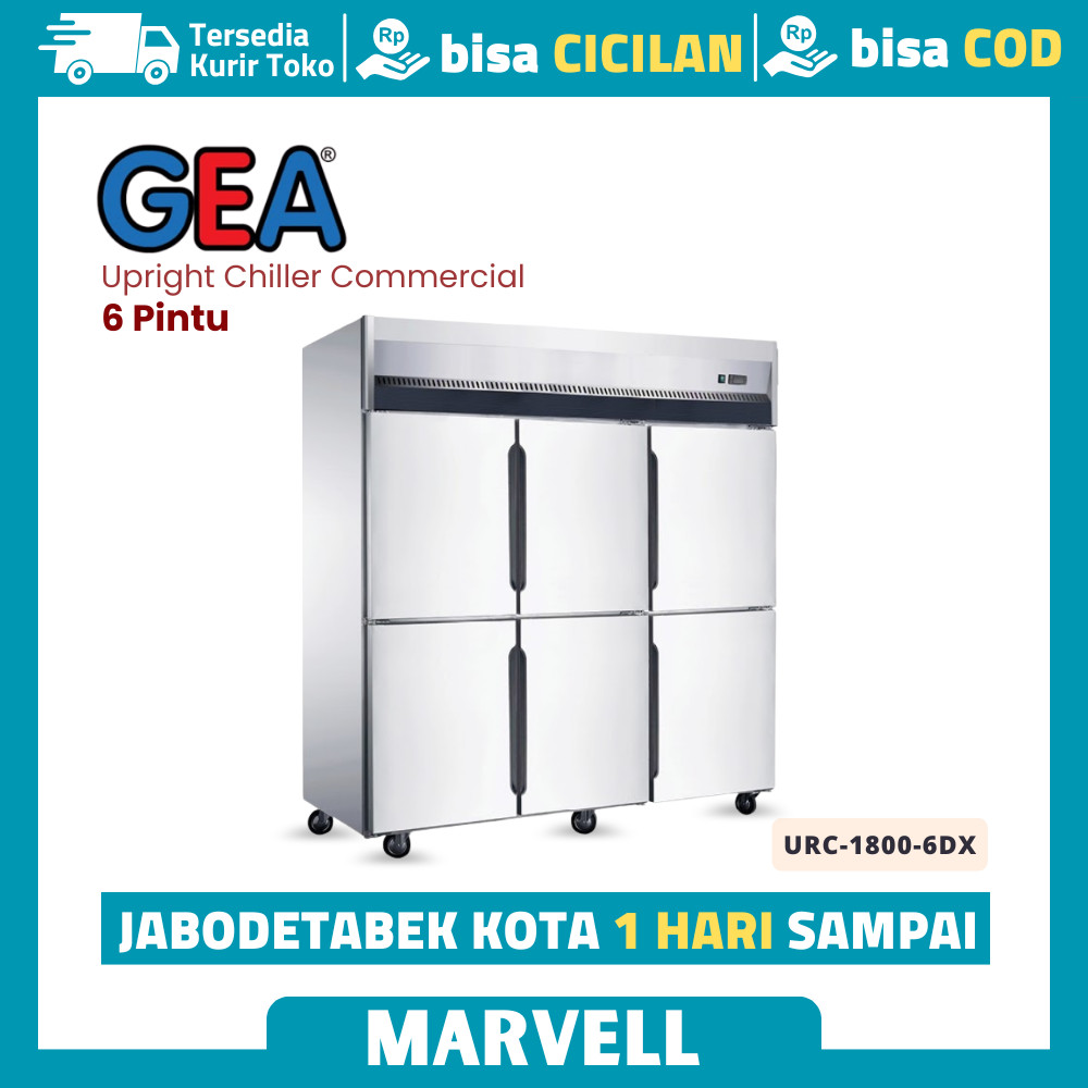 Upright Chiller Commercial Gea URC-1800-6DX Kulkas Pendingin 6 Pintu Komersial Dapur Restoran Origin