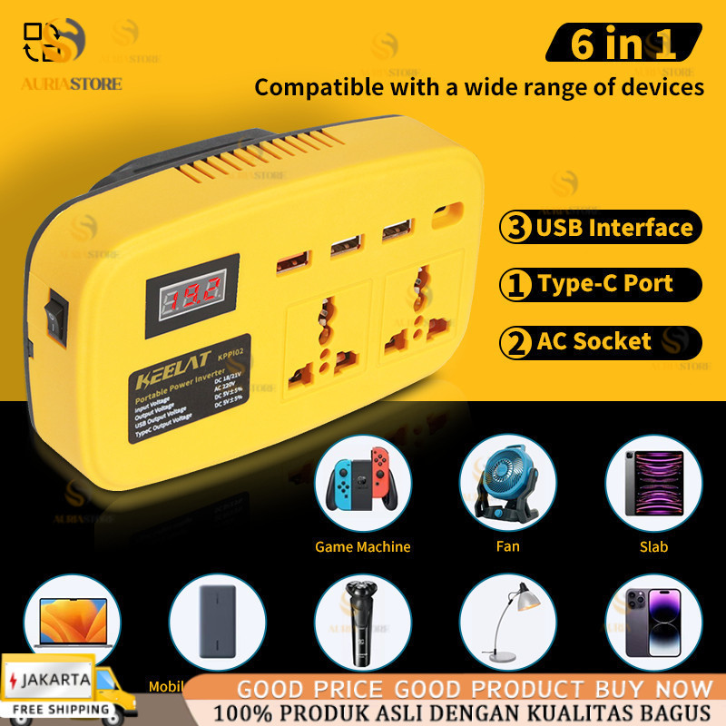 Super Power DIY Inverter Charger Portabel 6in1 21V To 220V 150W-3 USB Baterai Makita Soket Konverter