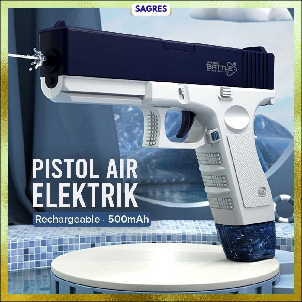 Pistol Air Mainan Elektrik Water Gun Rechargeable 500mAh - Q522