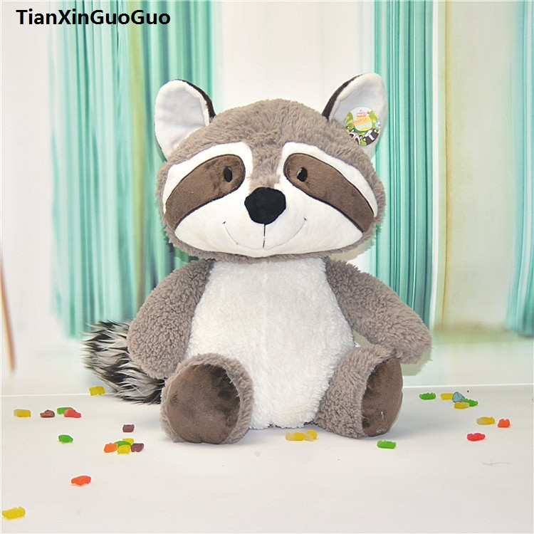 cute gray raccoon plush toy about 35cm cartoon raccoon soft doll pillow birthday gift s0883