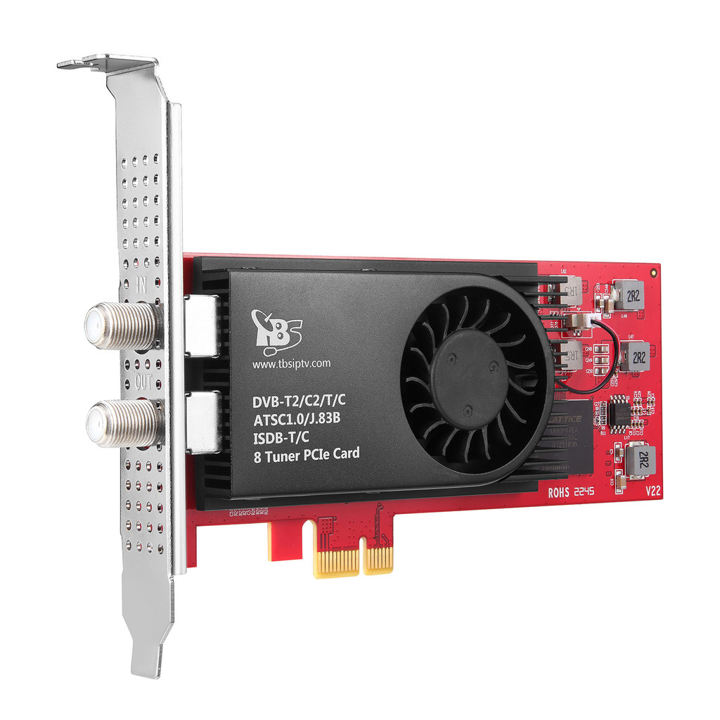 TBS6209se 8 Tuner PCIe Card Support DVBT2C2TC(J83ABC)ISDBTCATSC10 Live Broadcast Terrestrial Cable F