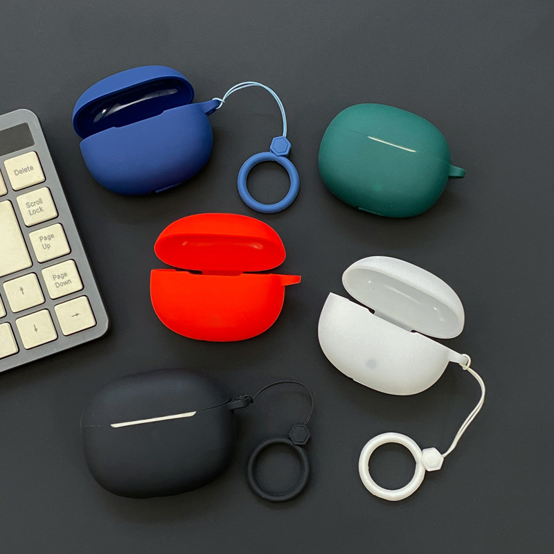 For Realme Buds T100/T110/T300 Case With Hook Solid Colour Wireless Headphone Cover For Realme T300 