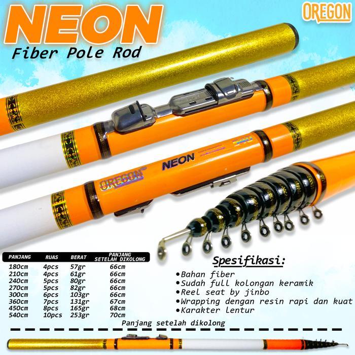 Set Lengkap Pancing Tegek kolong Oregon neon pole Murah reel joran - Tegek Saja, 540cm