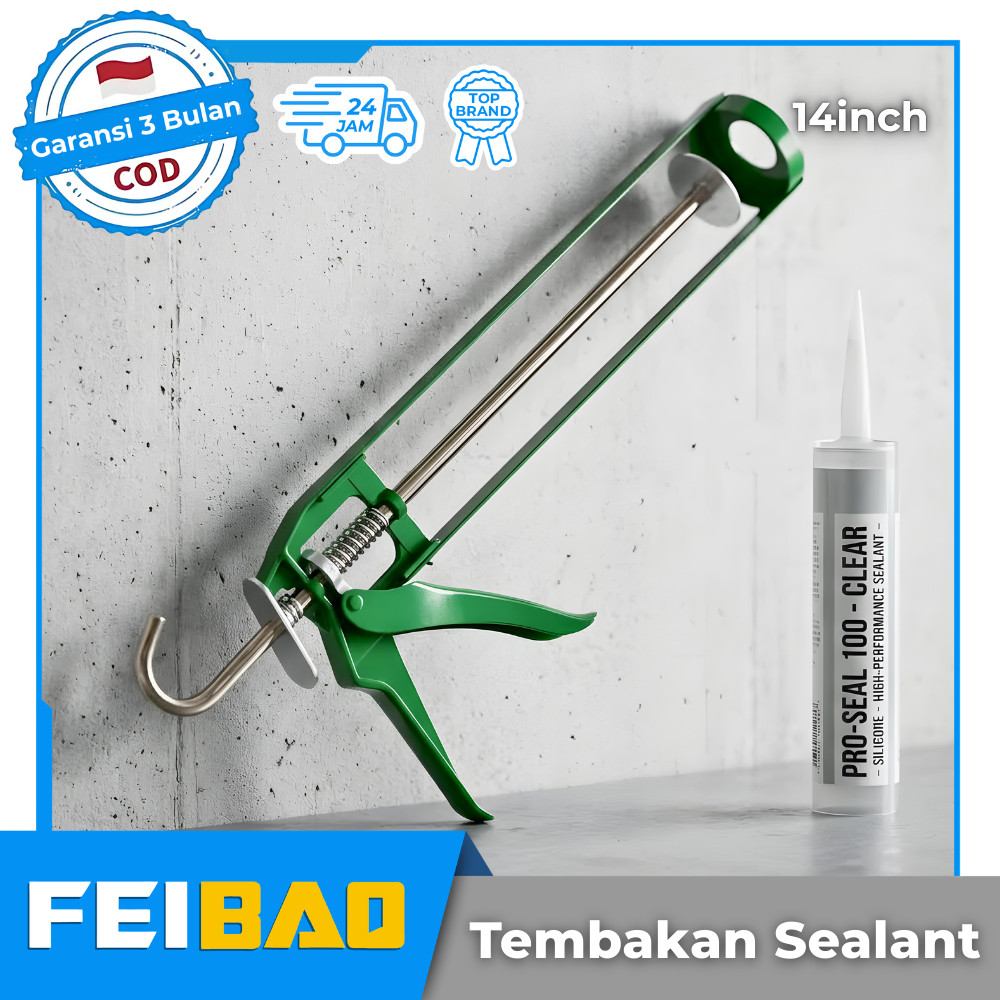 FEIBAO Alat Tembakan Lem Sealant 14 Inch Caulking Gun Aluminium Alloy Ringan Kuat Untuk Lem Silikon 