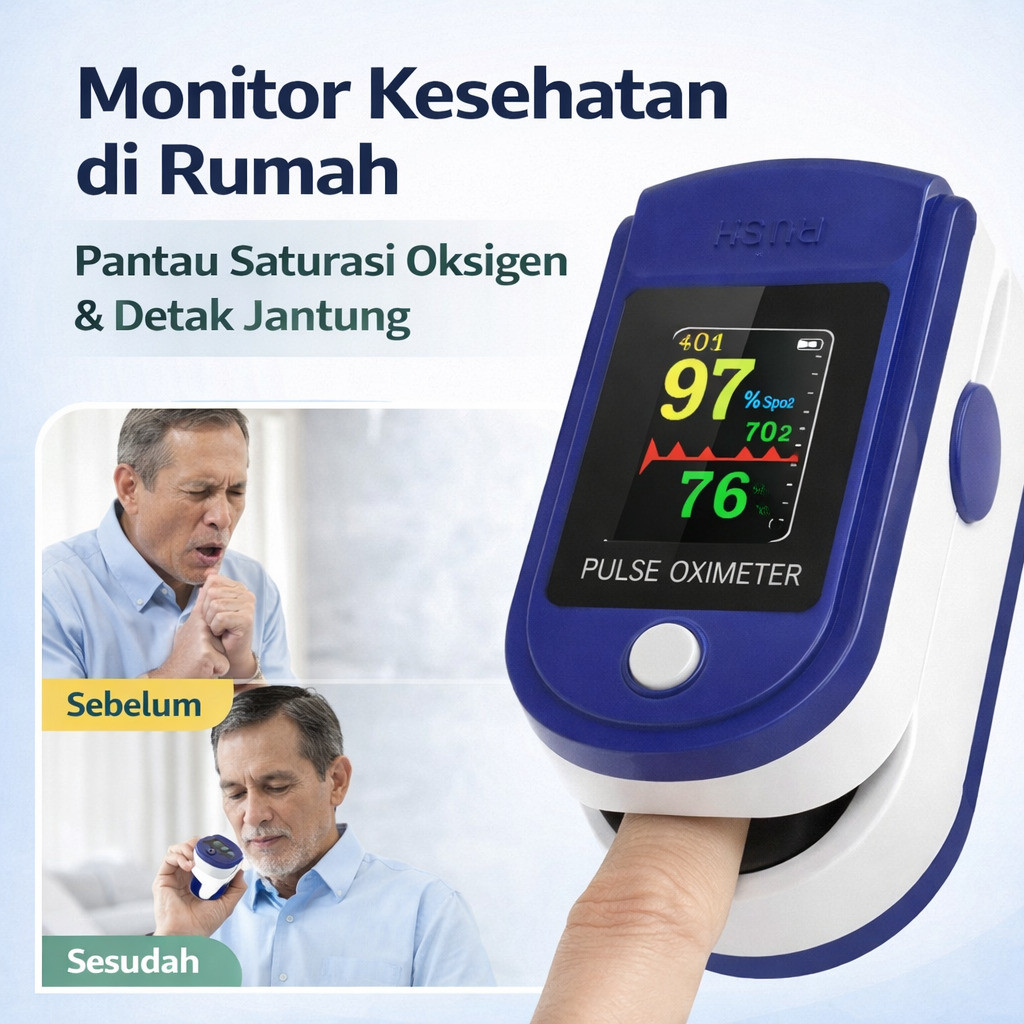 Portable & Akurat/Oxymeter Jari Pulse Oximeter Saturasi Oksigen Detak Jantung - Oxymeter Jari/Pulse 
