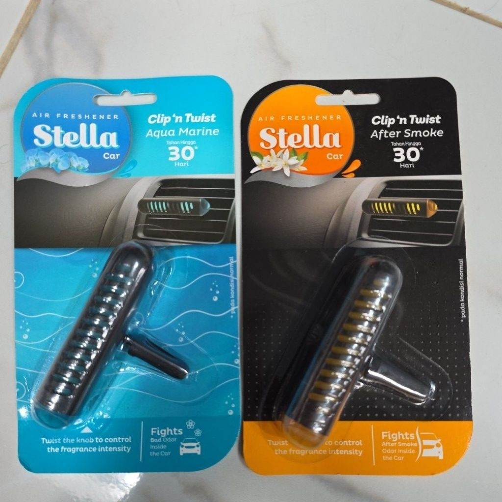 Pengharum Mobil Clip & Twist Stella - Aroma Aqua Marine, Desain Slim, Rotating Clip