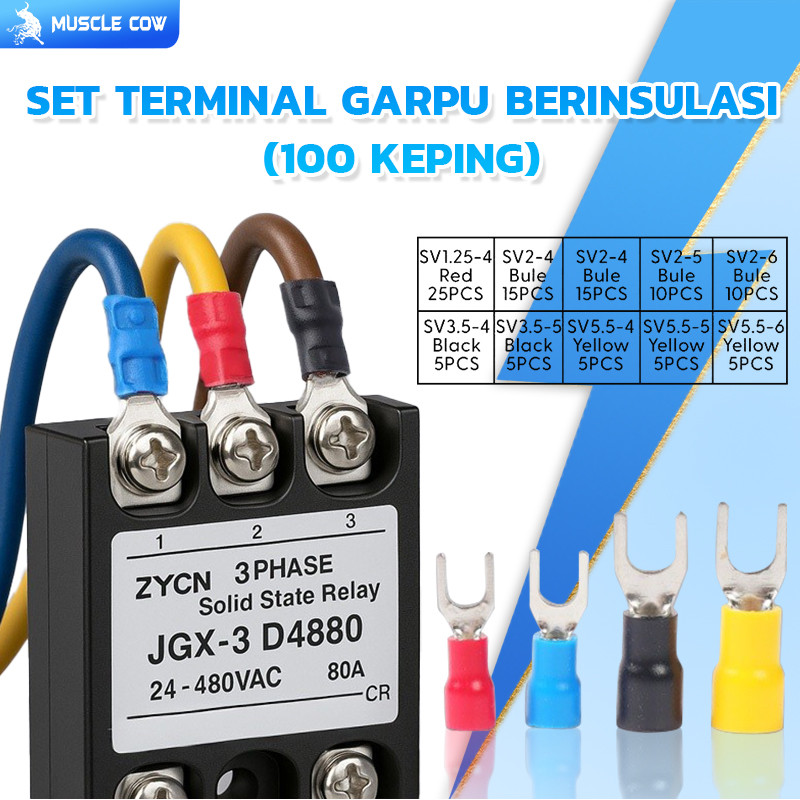 (1 kotak = 100 PCS) MUSCLE COW SKUN KABEL Y  Set Multi Ukuran & Multi Warna Sekun Garpu Scun Fork Sk