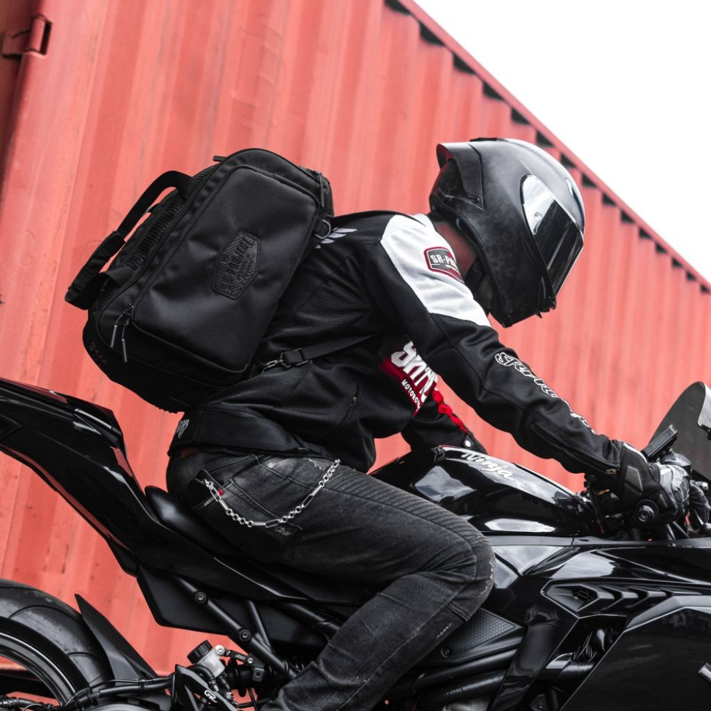 TAS HELM BACKPACK TOTE SLING BAG BLACK EDITION SR PROJECT UNIVERSAL HELMET BAG SR-PROJECT RAVEN