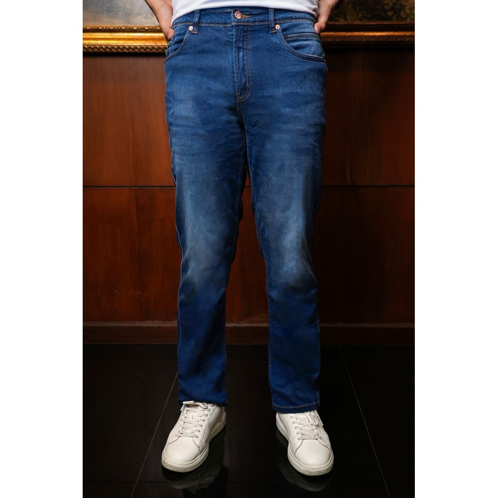 FOREX Celana Jeans Pria Biru Terang Relaxed Fit DLBS3643