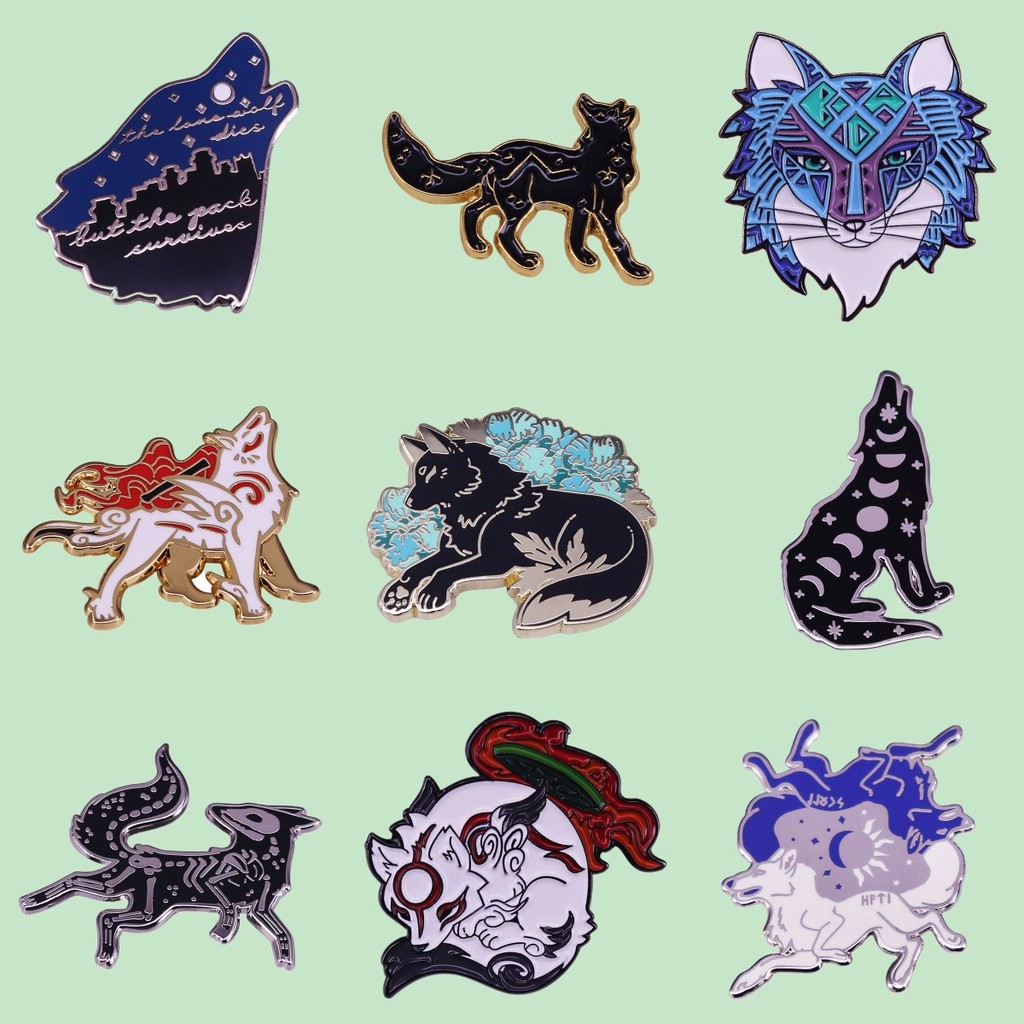 Skull Wolf Enamel Pin Okami Metal Brooches Dark Romance Brooches Animal Wild Life Lapel Badge Demon 