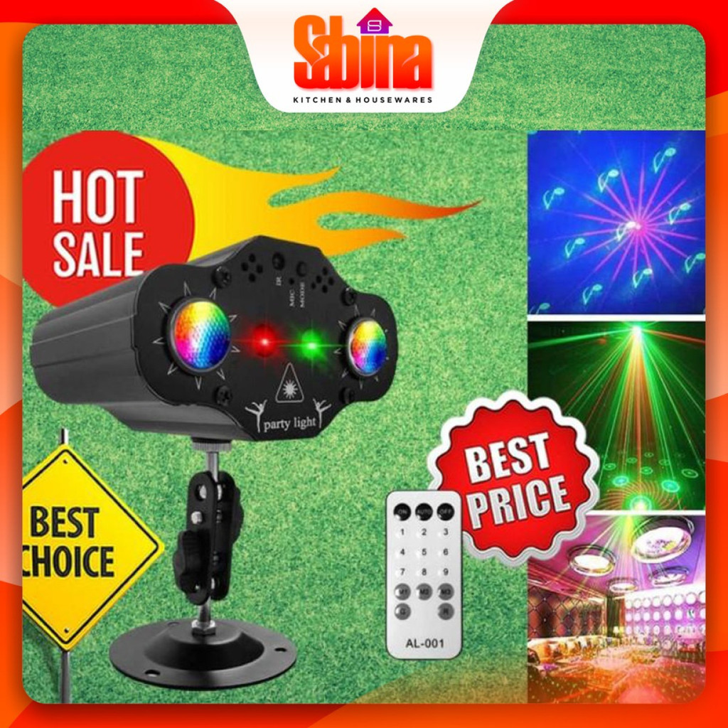 Lampu Proyektor Laser LED Disco DJ Party Lights 72 Pola Sensor Suara