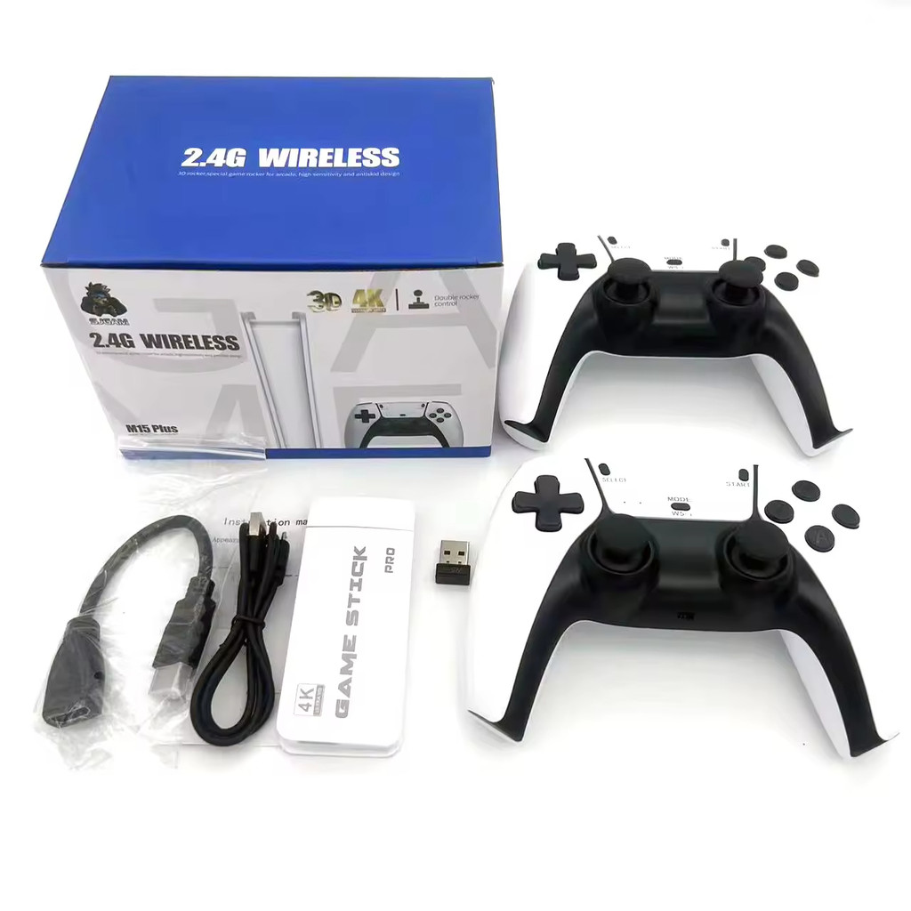 Portable M15 TV Video Game Console 2.4G Wireless Controller Gaming Stick 4K 20000 Games 64GB Retro G