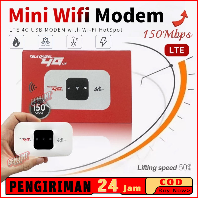 MIFI MODEM WIFI 4G UNLOCK OPERATOR Perdana Telkomsel By.u/ 150 Mbps 4G Portable Mobile WiFi USB Mobi