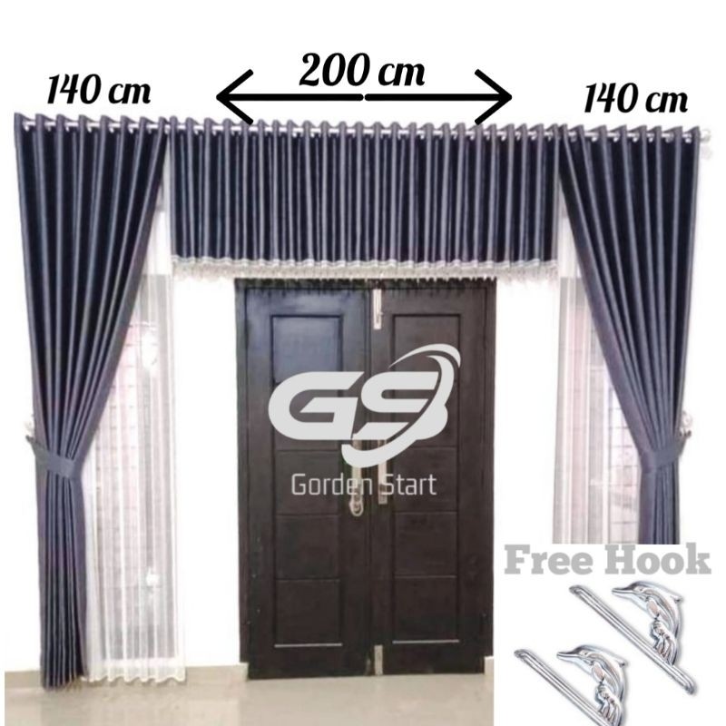 RUES.STORE Gorden Satu Set Jendela Dan Pintu Import Polos Tebal Gorden Poni Gelembung Rumbai Gorden 