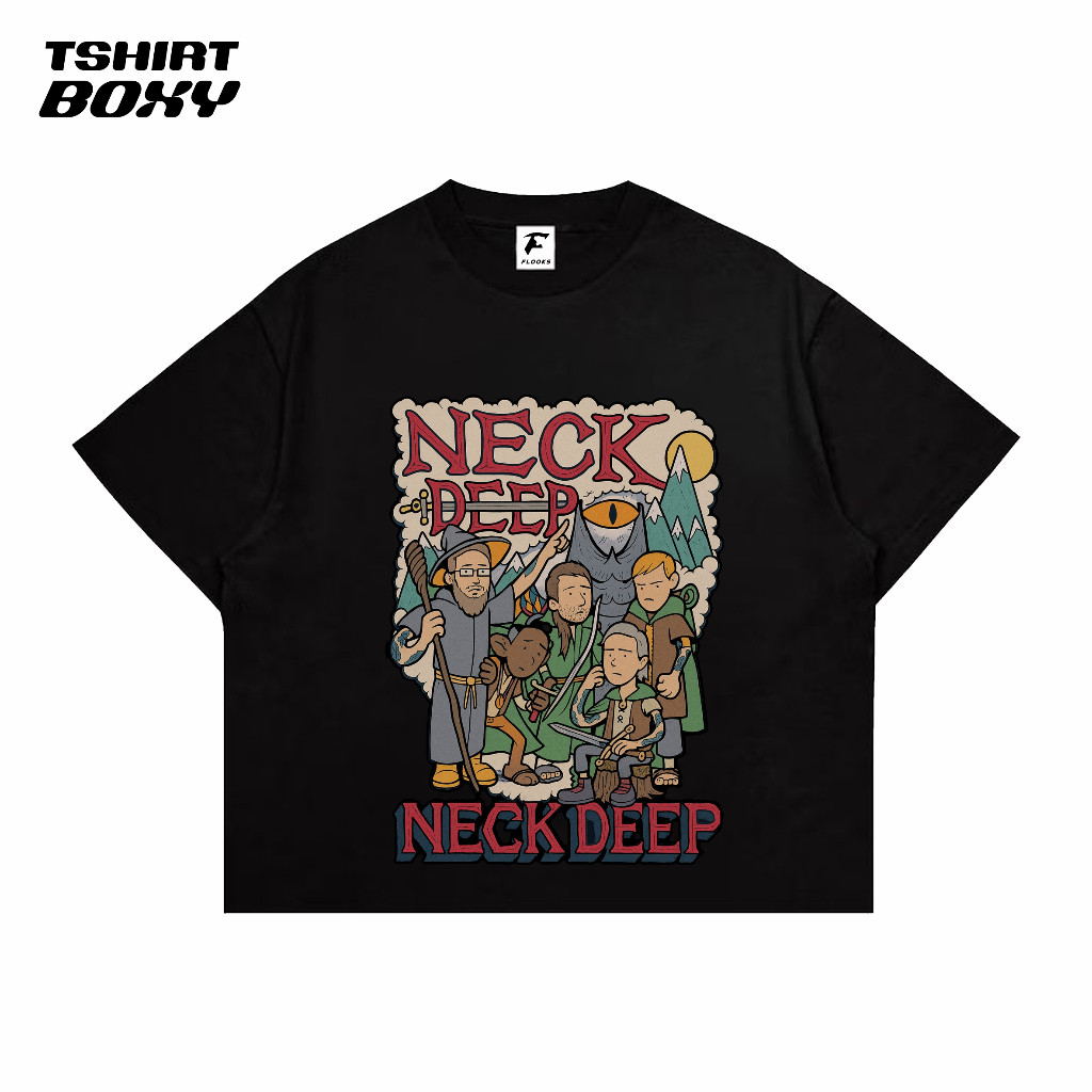 (COD) Flooks Tshirt Boxy  Neckdeep Magic Adventure Warna Putih Bahan Katun Unisex oversized