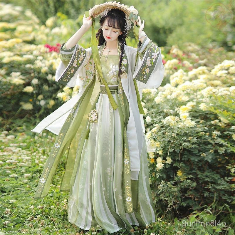 Hanfu Kreatif Lebaran Rok Seratus Lipatan Elegan Wanita Dengan Beizi Panjang