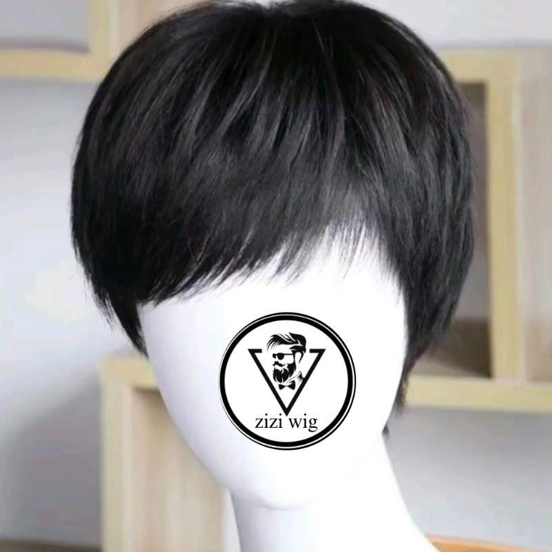 Wig Pria Korea Rambut Pendek Warna Hitam
