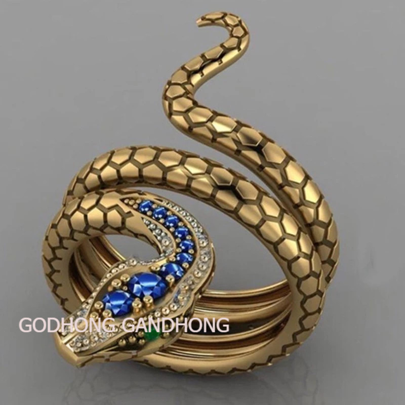 Cincin Ular Mata Zirkon Safir Ulir / Cincin / Aksesoris / Cincin Pria / Cincin Wanita LSP2