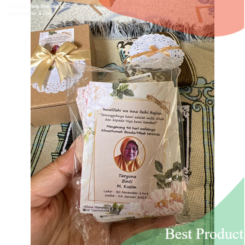 SAJADAH  TURKEY SABLON NAMA + TASBIH TAHLIL HAUL / souvenir spesial custom