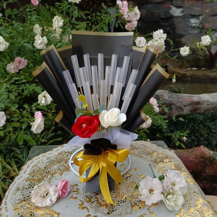 Buket Uang Kosongan Bentuk Roll Isi 10, 15 , 20 dan 25 Slot / Buket ulang tahun / Buket wisuda - 10 