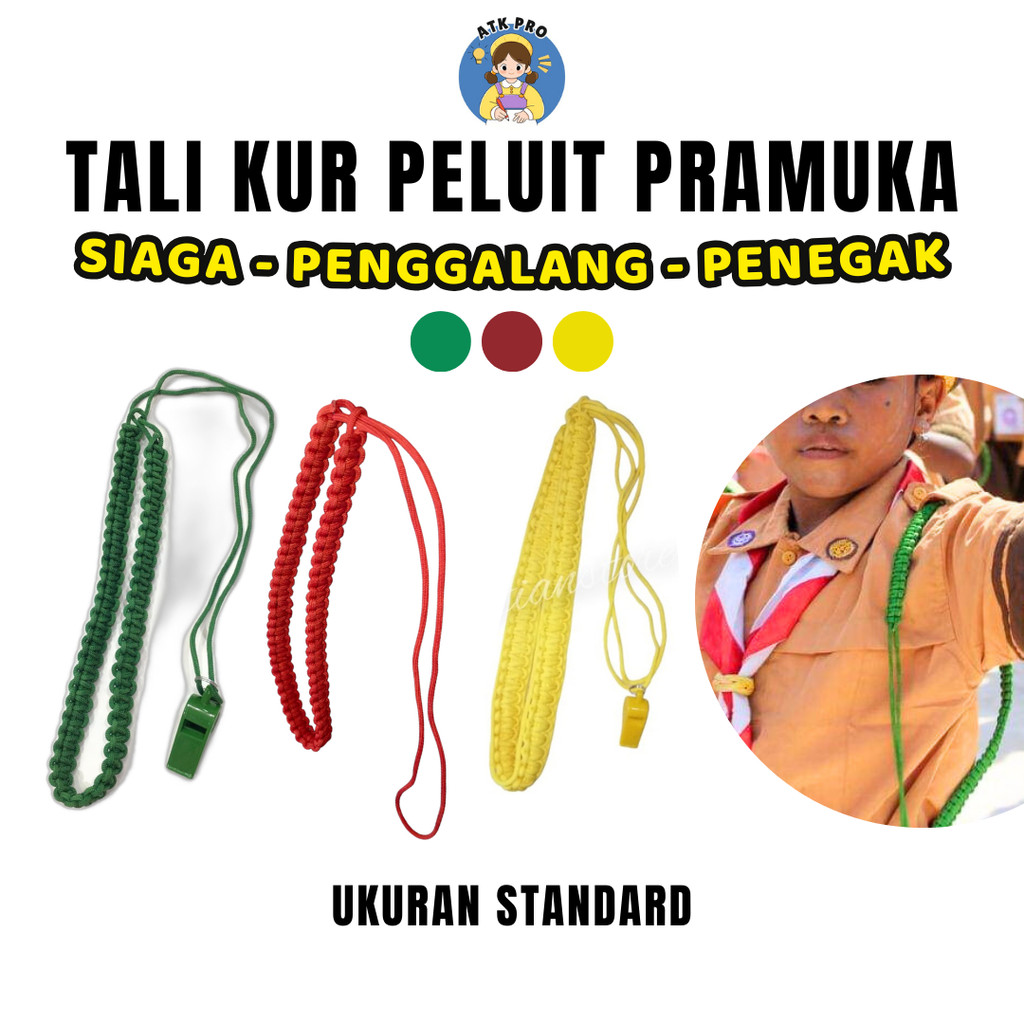 Tali Peluit Berbagai Warna (Tanpa Peluit) / Tali Kur Peluit Pramuka / Talikur Pluit Merah Kuning Hij