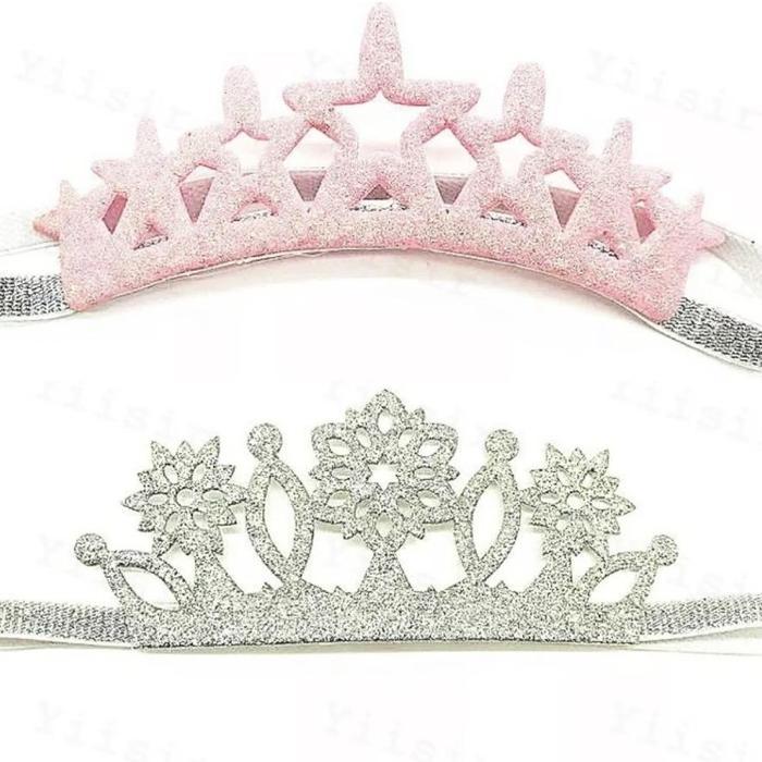 Headband Mahkota Bayi bando Bandana Baby Princess Putri Pita bunga - silver