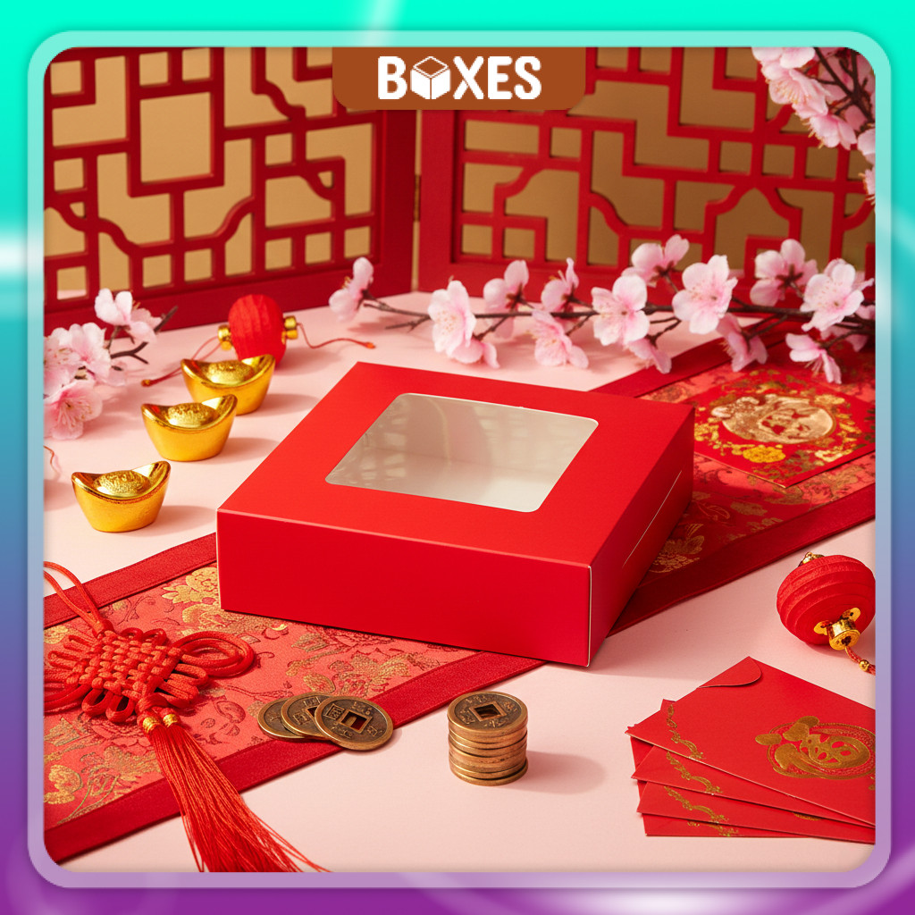 Besek Catering / Besek Nasi / Kotak Snack motif Anyam Coklat / Box Ivory jendela mika / Dus Brownies