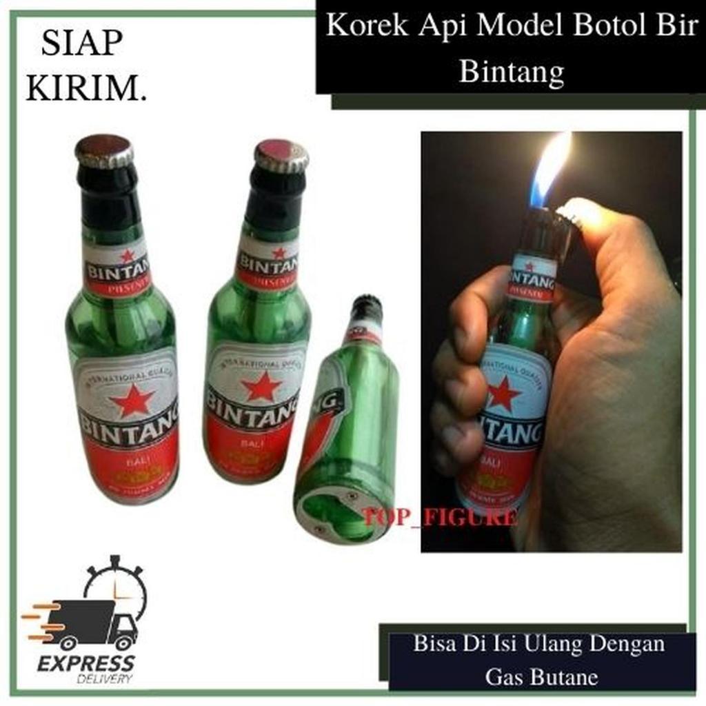 Korek Api Antik Botol Bir Bintang Logam Mewah