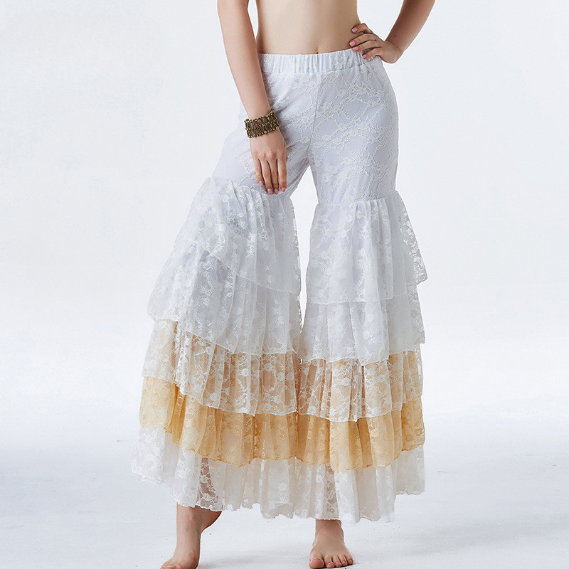 New Belly Dance Pants Performance Practice Lace Patchwork Pants Belly Dance Performance Pants for Ad