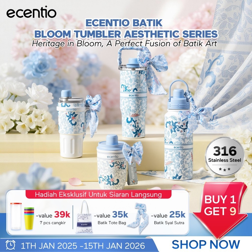 Ecentio Floral Batik Bloom Tumbler Aesthetic Series Tumbler Premium Quality acc13