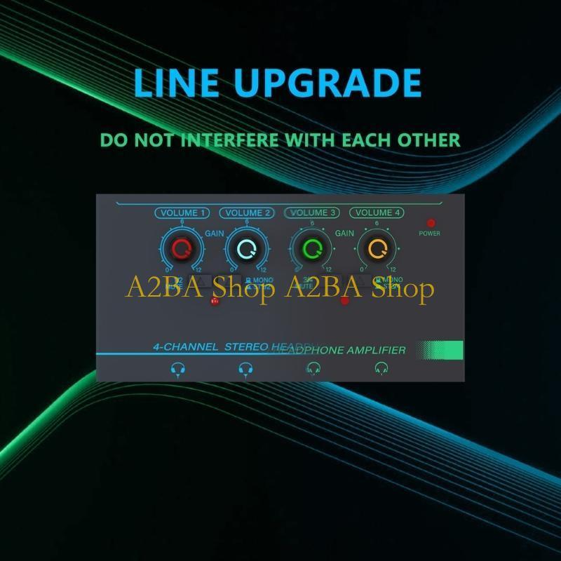 4 Channel Headphone Amplifier Stereo Amplifier Portable Headphone Splitter for Rao Broadcast, Music 