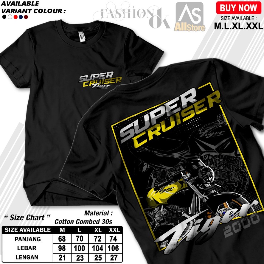 Baju Kaos Atasan Pria Cowok Honda Tiger Gank Lama Tilam Tilas Super Cruiser Supercruiser Herex Herek